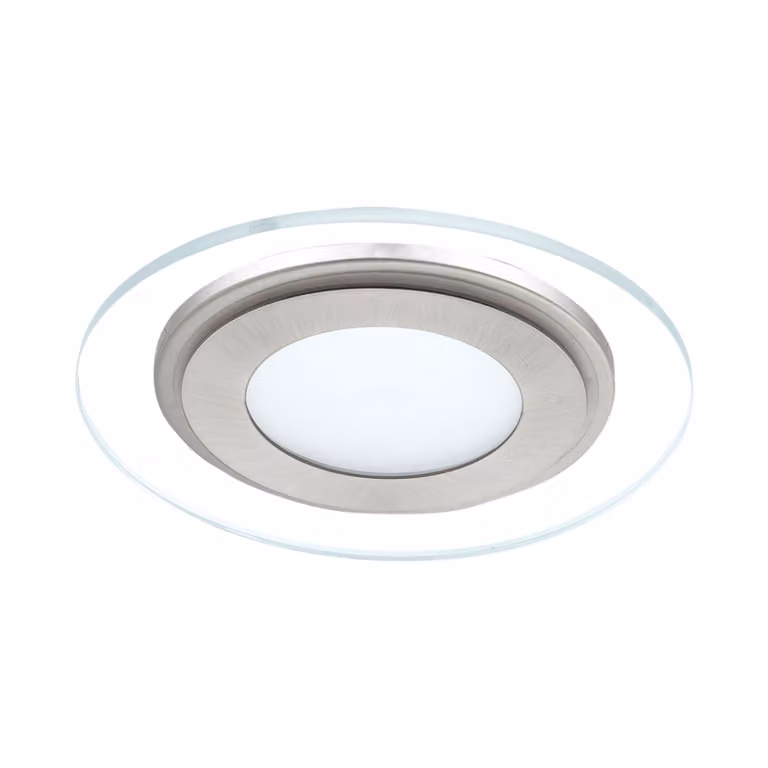 EGLO Faretto da incasso LED Pineda 1, faretto LED in acciaio e plastica, luce da incasso LED in nichel opaco, bianco, trasparente, faretto da incasso LED piatto, Ø 14,5 cm