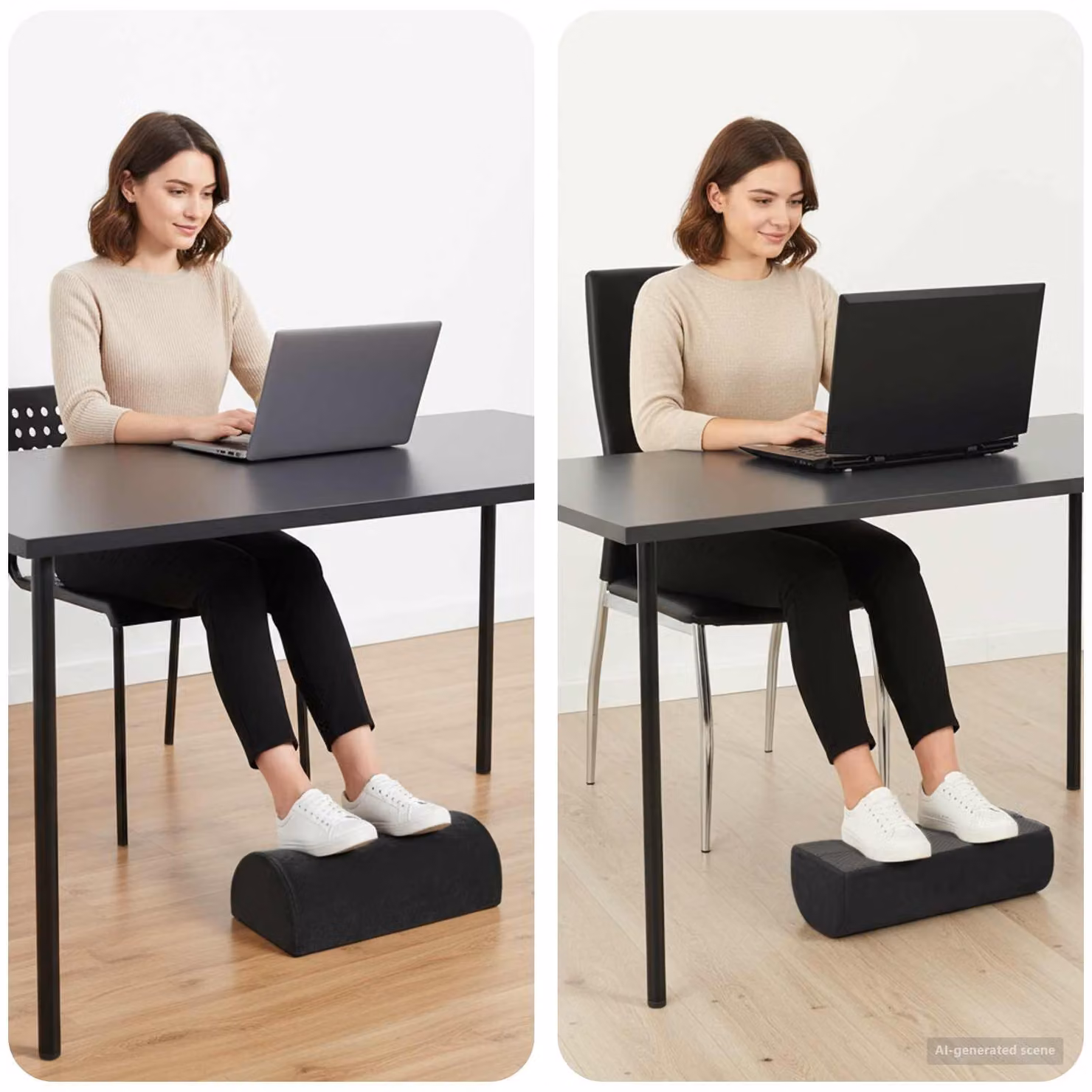 vidaXL Cuscino poggiapiedi ergonomico in schiuma fredda nera L: 42 cm, P: 18 cm, H: 13 cm