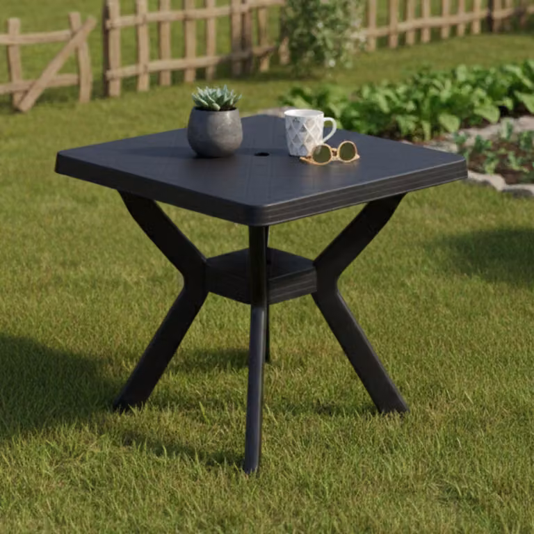 Normandy - Tavolo da Esterno, 79x79x72h cm Nero Antracite, 4 Posti Italy