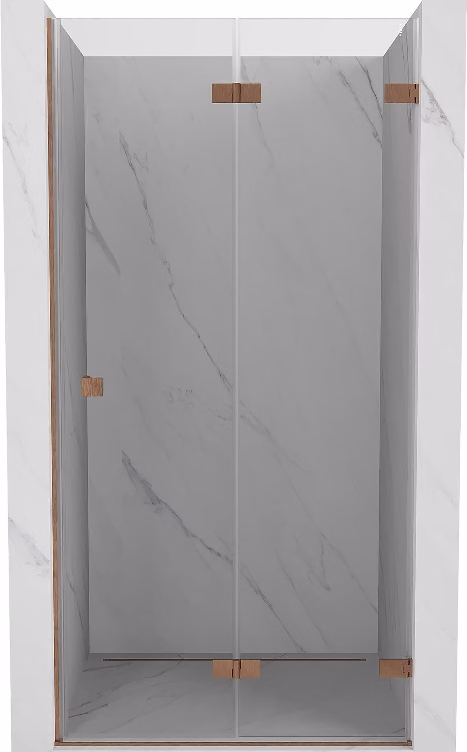 Mexen Lunar-F porta doccia pieghevole destra 55 cm, trasparente, rame spazzolato - 836-055-000-65-00-P