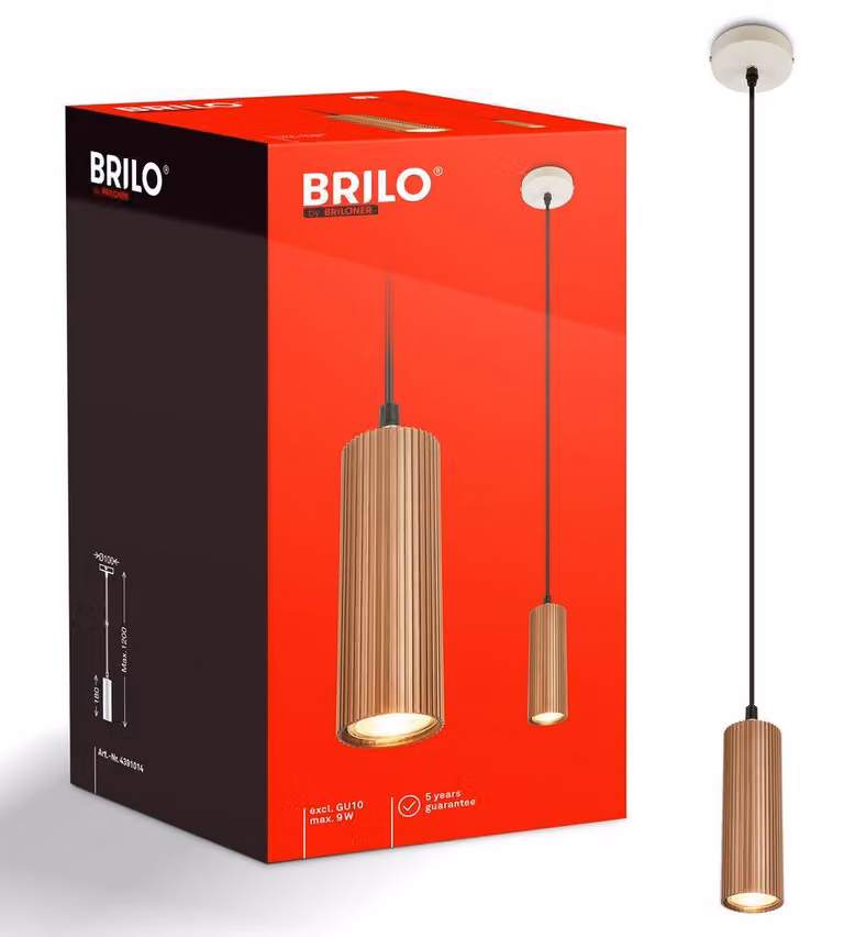 Briloner Lampada a sospensione LED regolabile in altezza Ø10x120 cm attacco GU10 max. 9W grigio caldo caffè - Sala da pranzo tavolo soggiorno