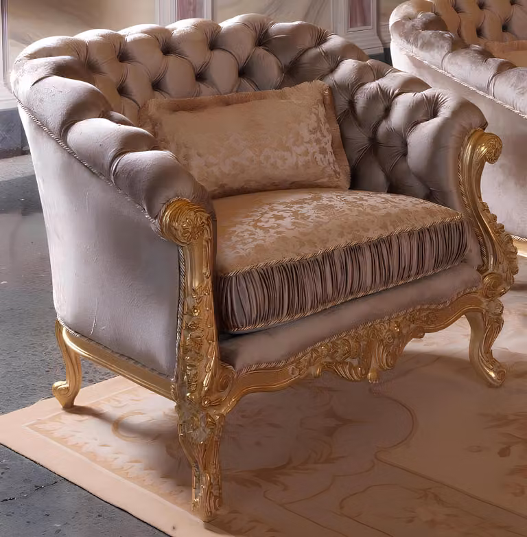 Polster Sitz Couchen Einsitzer Sessel Couch Chesterfield Design Textil 1 Sitz