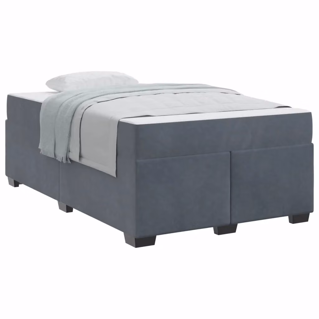 Struttura del letto imbottita vidaXL in tessuto e legno, L 120 x P 190 cm, Grigio – 2