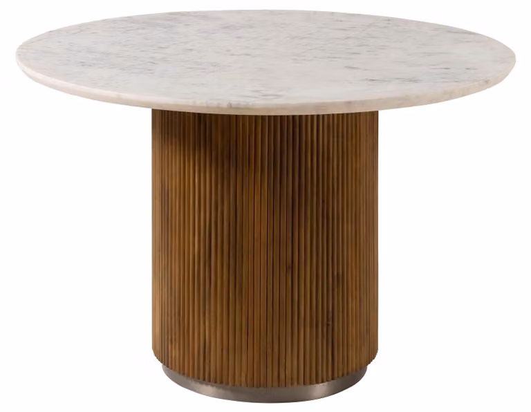 MASSIVMOEBEL24 | Tavolo da pranzo in legno di Mango 120x120x76 Laccato marrone - marmo bianco BARCELONA #228