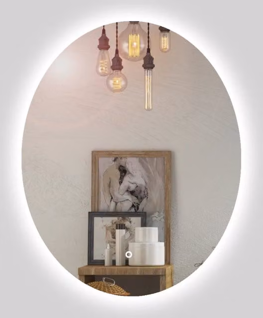 Specchio ovale retroilluminato con LED dimmerabile e interruttore touch OGOMONDO L: 60 cm, H: 80 cm – 1