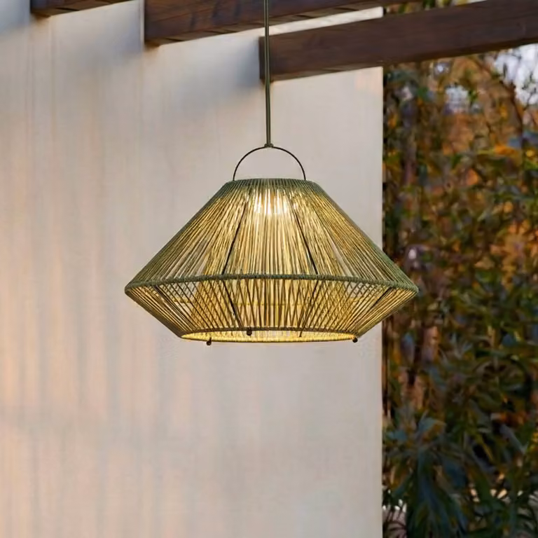 Lampada a sospensione solare LED Lindby Austas, verde, Ø 50 cm, USB, IP54 Austas Lindby, dimmerabile, Verde, Plastica, Moderno, Lampade solari