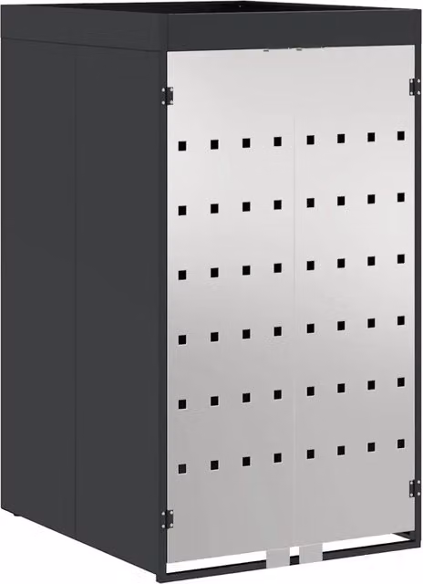 Magazzino per contenitori da 240L con tetto per vaso in acciaio, colore antracite e grigio, L: 121,5 cm, P: 68,0 cm, H: 77,5 cm