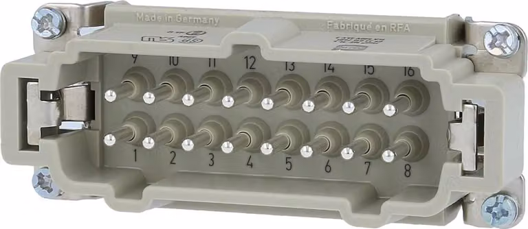 HARTING Han 16E inserto maschio (M) connessione a vite, 16 poli + PE 500 V, 16 A - 1 pezzo