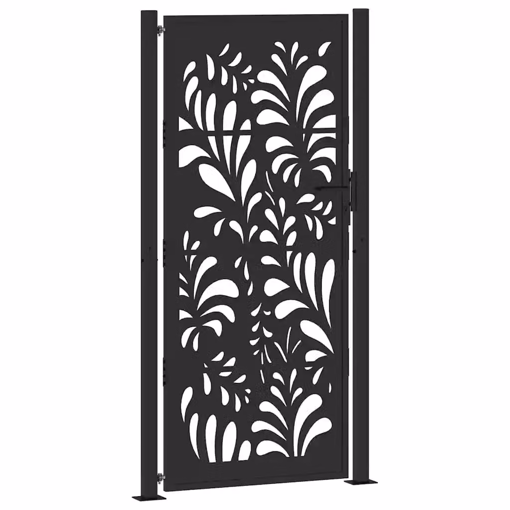 Cancello singolo da giardino vidaXL in acciaio nero con design ondulato L: 110 cm, H: 205 cm, P: 10 cm – 2