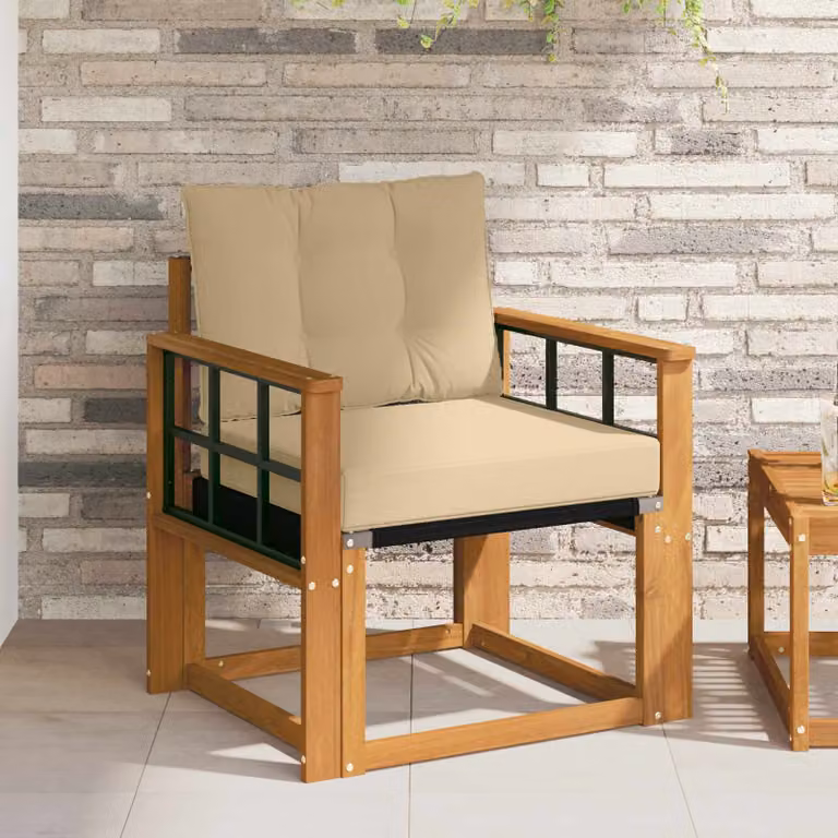 vidaXL Divano da esterno moderno in legno di acacia massello con cuscini beige e marrone