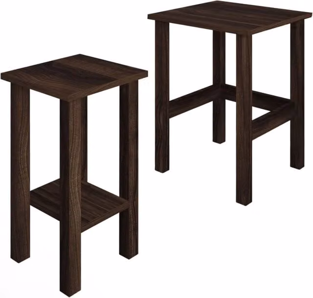 Set di 2 tavolini in legno "Gina 2" - 45 x 45 x 60 cm - Marrone