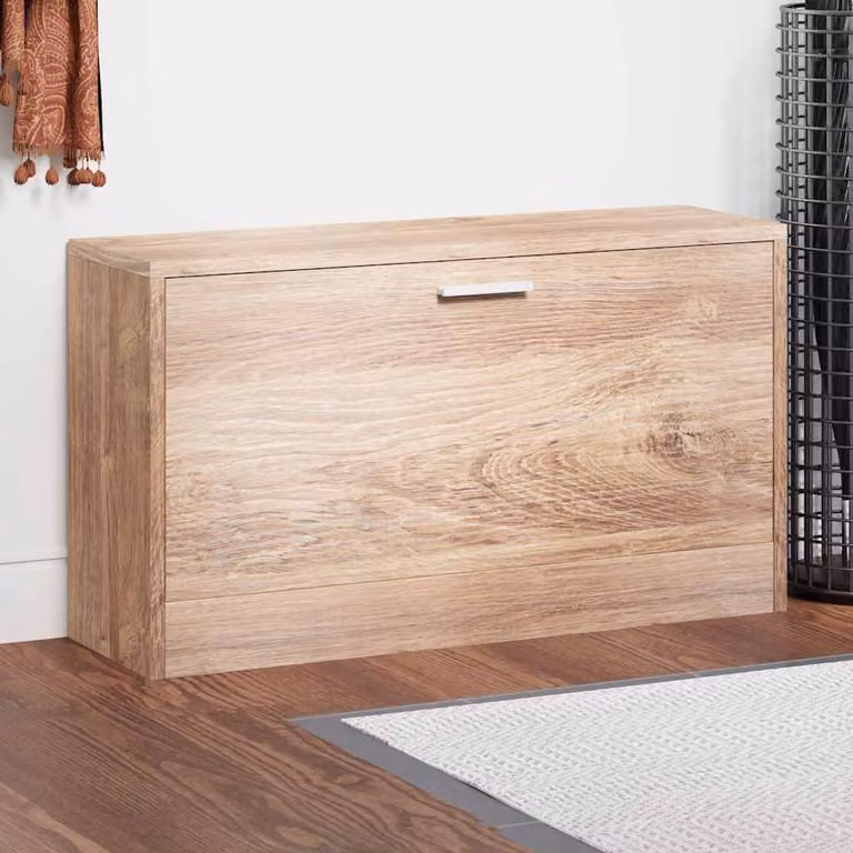 Panchina con scarpiera vidaXL in legno color rovere, L 80 cm x P 24 cm x H 45 cm