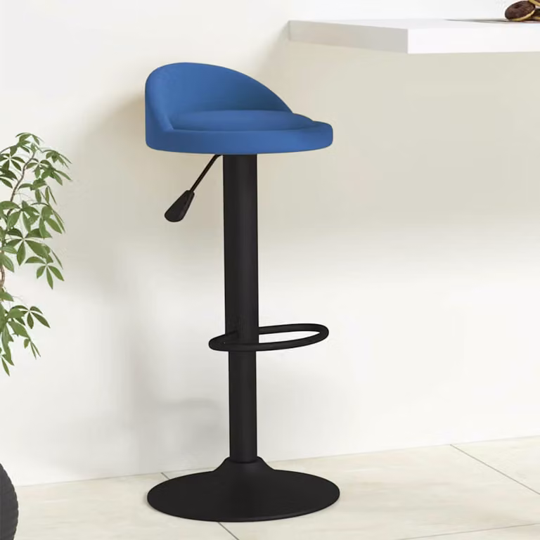 Sgabello da bar vidaXL in velluto blu con struttura in metallo moderno
