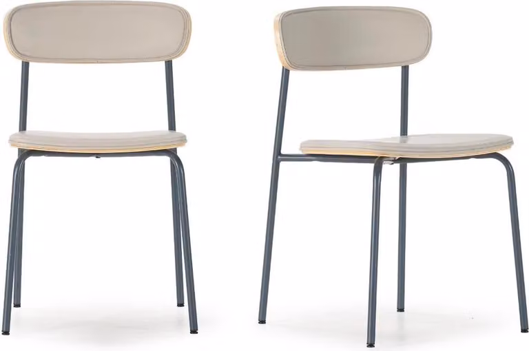 Calicosy - Set di 2 sedie in Pelle finta con gambe in metallo H78 cm - AYA