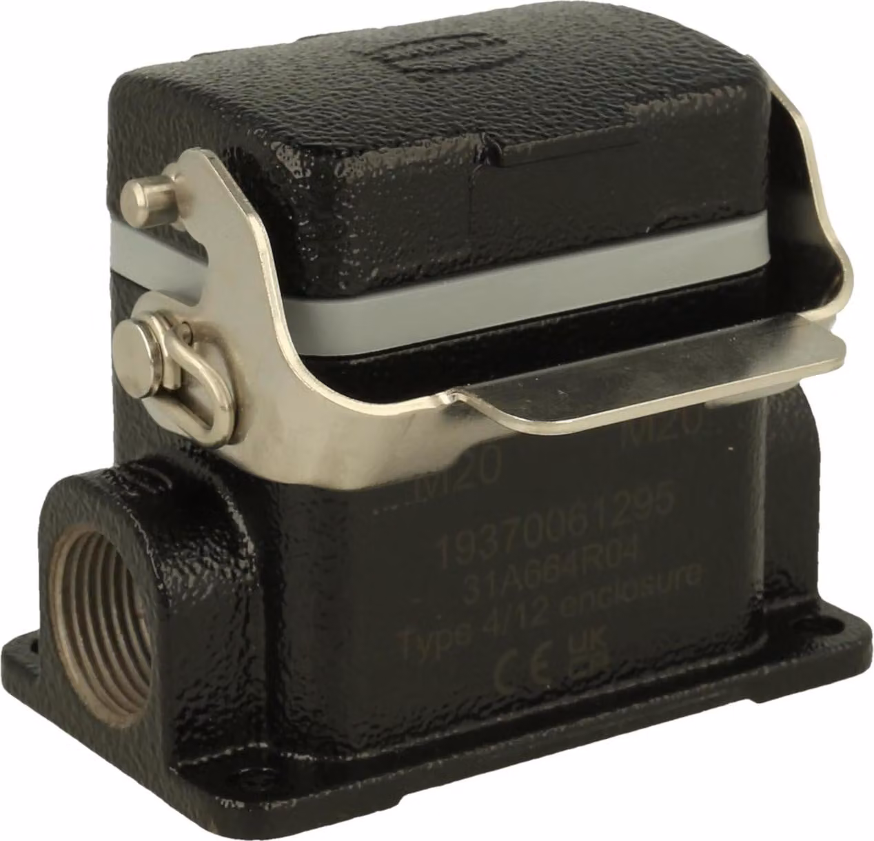 HARTING Han 6B M Alloggiamento base basso, 2xM20 uscita cavo laterale, con 1 staffa longitudinale con cappuccio protettivo in metallo - 1 pezzo