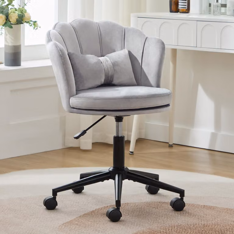 Fortuna Lai Design moderno: sedia da cameriera, sedia da ufficio, schienale a forma di petalo, cuscino lombare a forma di farfalla, regolabile in altezza, morbido cuscino di seduta. Adatta per soggiorno, camera da letto, ufficio, ecc.