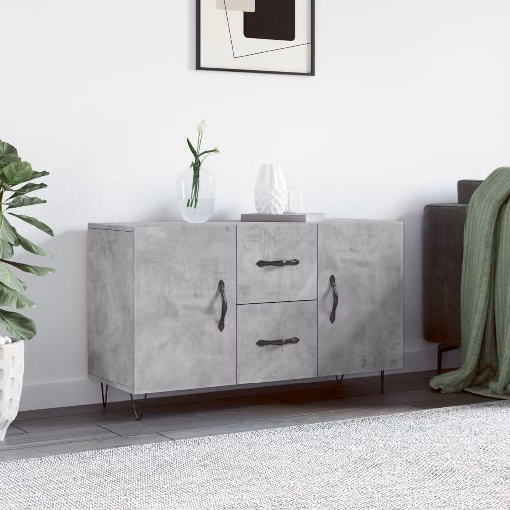 Credenza moderna vidaXL in legno multistrato e metallo, colore grigio, L 100 x P 36 x H 60 cm
