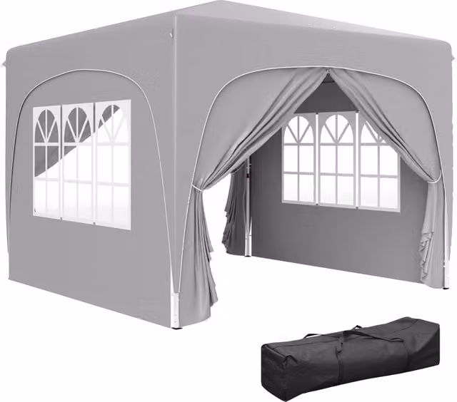 Gazebo Pieghevole Xylo Grigio Chiaro con Protezione UPF50+ L/P: 300 x 300 cm, H: 273 cm