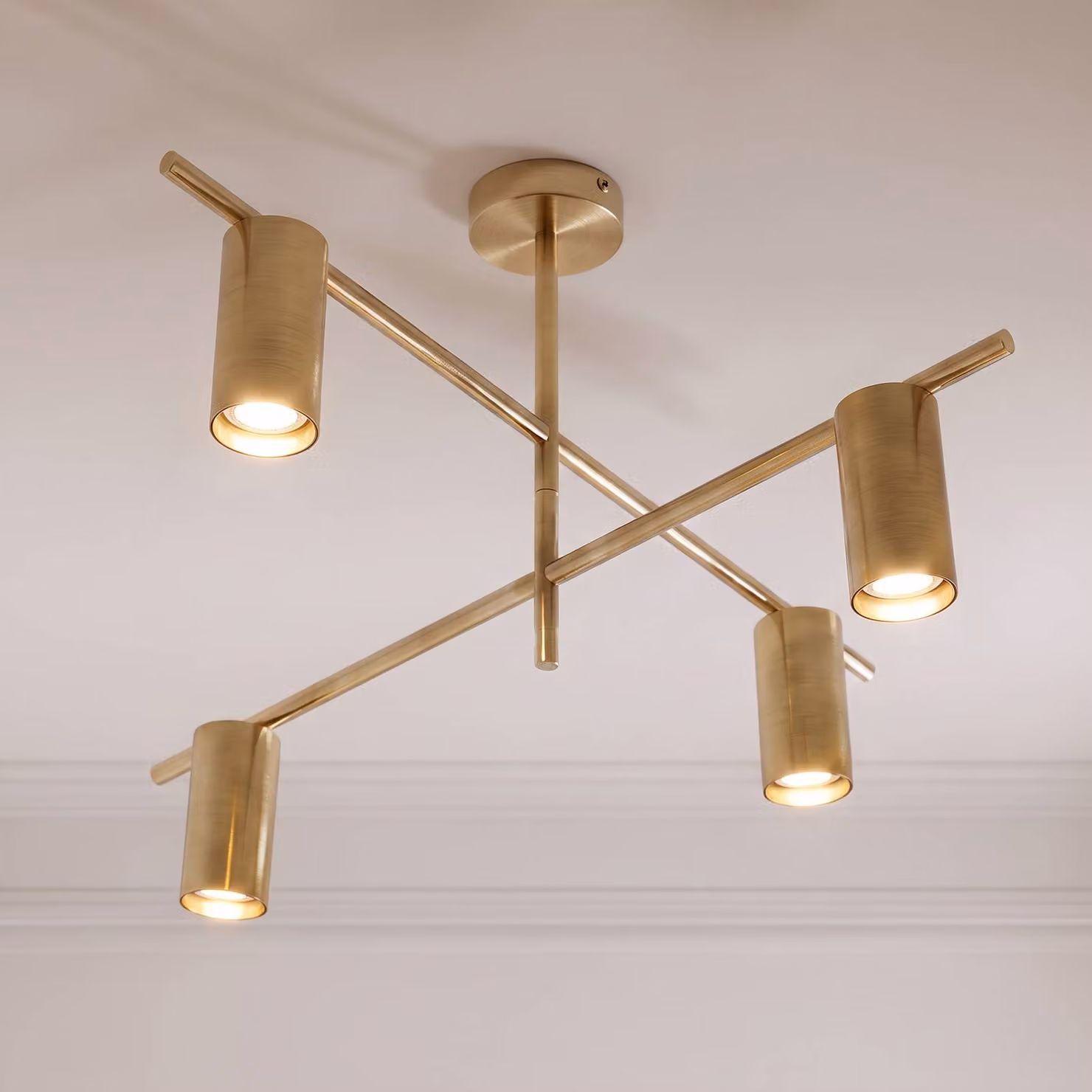 Plafoniera soffitto Marilou Lindby, dimmerabile, Ottone / Oro, Soggiorno / Sala da pranzo, Metallo, Moderno, Plafoniera