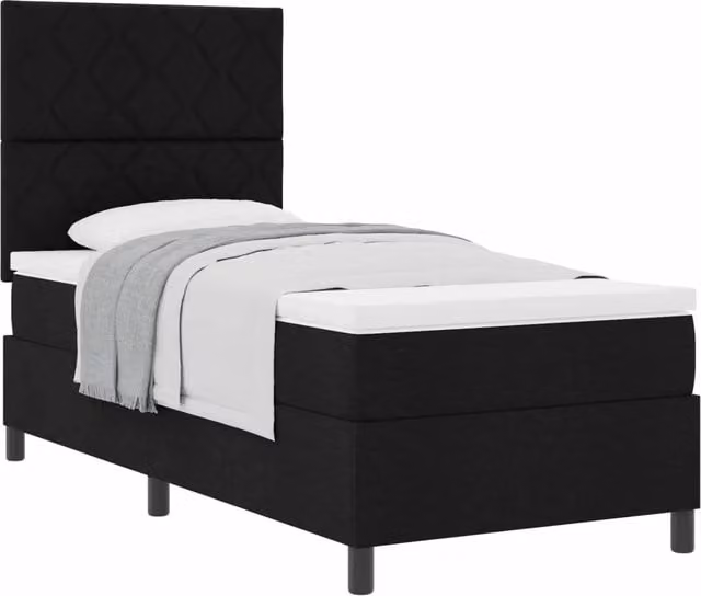Letto a molle con testiera vidaXL in tessuto nero L: 100 cm, P: 200 cm, H: 128 cm – 1