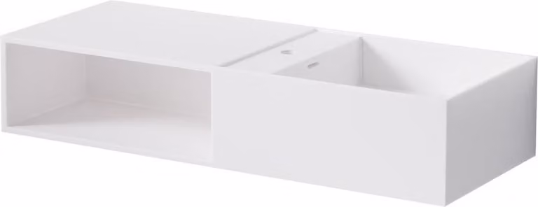 Steinberg Série 443 lavabo mural, avec compartiment ouvert à gauche, 1000x400x200mm, 1 trou pour robinet, avec trop-plein, SOLIDSurface, 4437135W, 4437135W