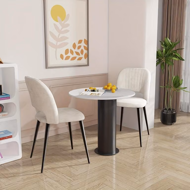 Set di 2 sedie da pranzo imbottite, moderne, con gambe in metallo e design ergonomico