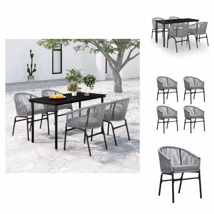 vidaXL Set da pranzo da giardino 5 pezzi grigio - Set di mobili da giardino