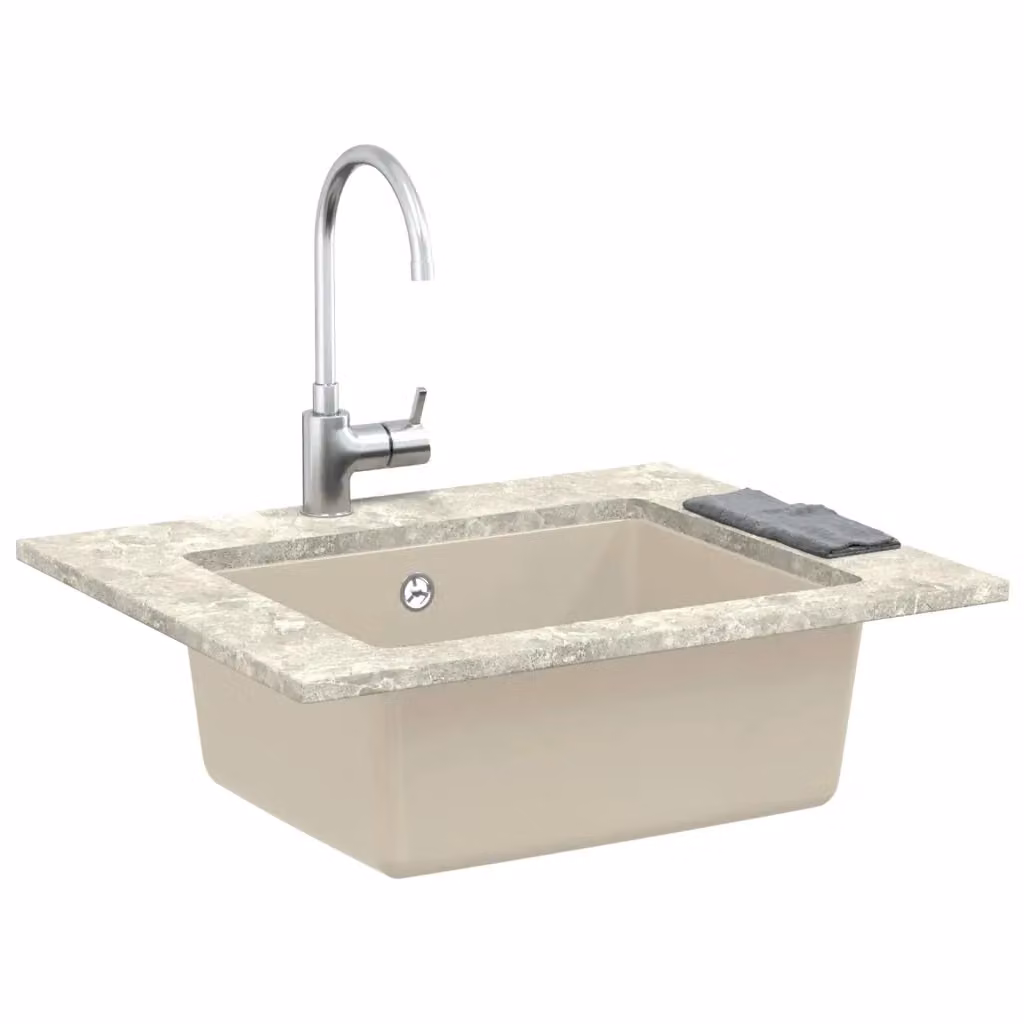 Lavello vidaXL in quarzo e resina beige L: 53 cm, P: 46 cm – 2