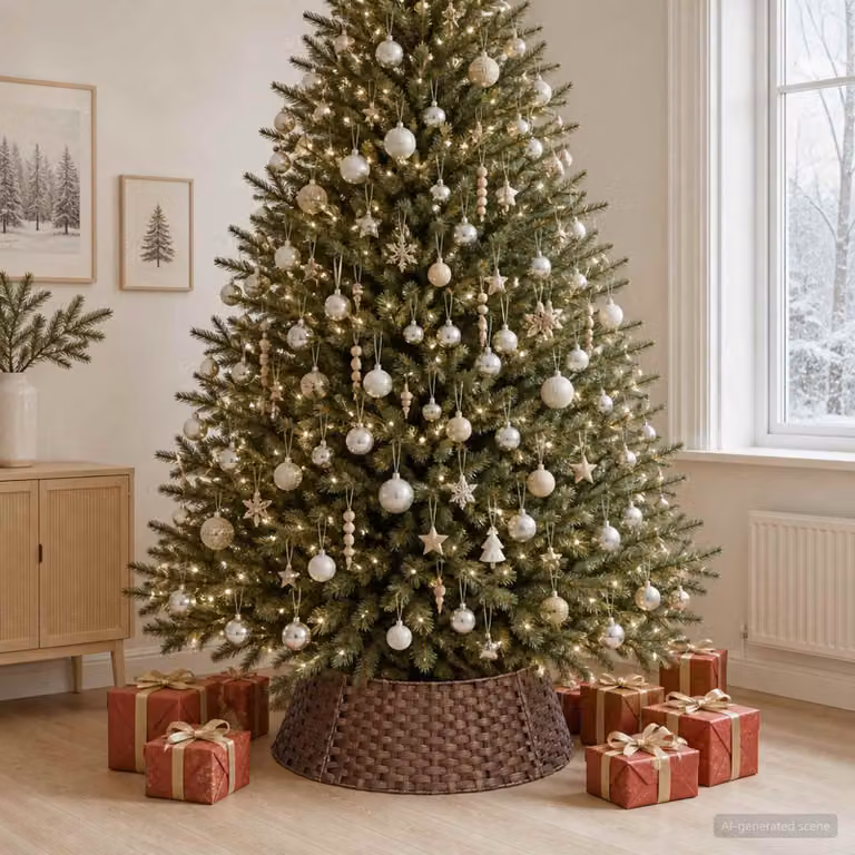 vidaXL Collare per Albero di Natale Rotondo Marrone Scuro Ø 90 x 28 cm