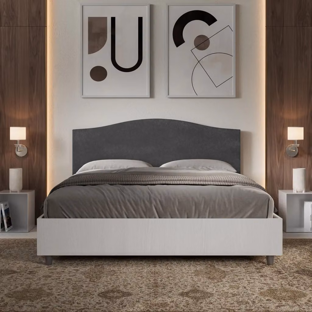 Letto Matrimoniale con Contenitore e Base Lift Up Giordanoshop Grigio L: 167 cm x P: 198 cm x H: 115 cm – 2