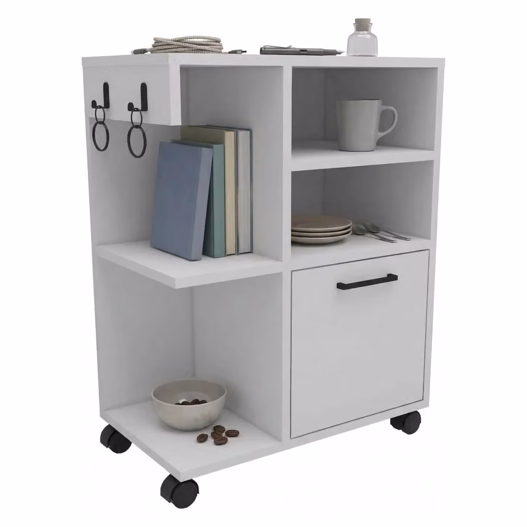 Armadio Multiuso DMORA con 1 Anta e 5 Ripiani, Bianco, L: 81 cm, H: 60 cm – 2