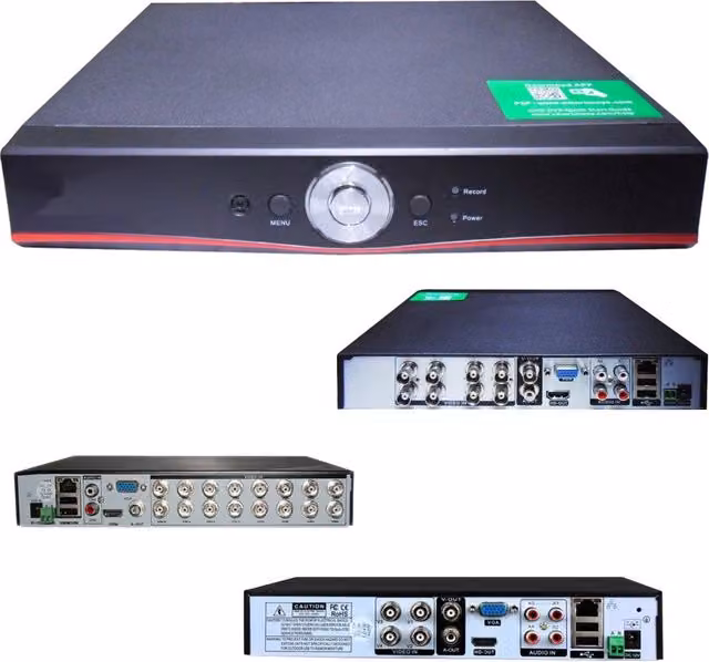 Registratore DVR NVR Trade Shop per videosorveglianza a 16 canali, tecnologia H264, connessioni HDMI, VGA, LAN e USB, colore nero