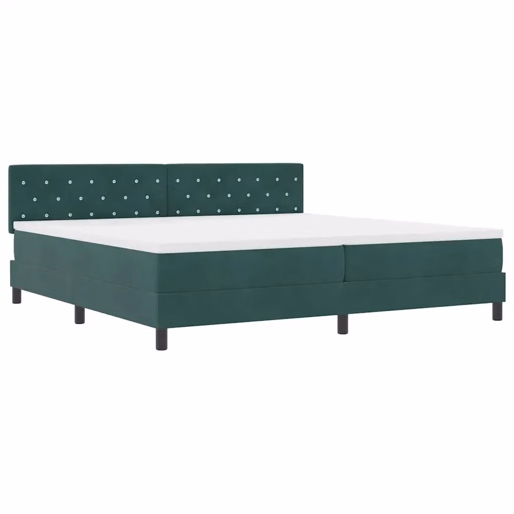 Letto a molle insacchettate vidaXL in velluto verde scuro con illuminazione LED sottostante L/P: 200 x 200 cm – 2