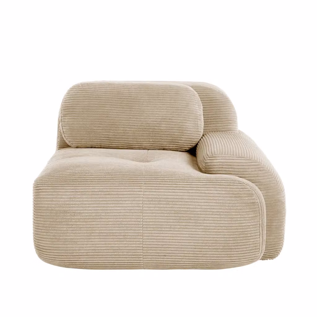 Divano angolare Hamlet RSF Zephmum in tessuto a coste beige con cuscini inclusi – 2