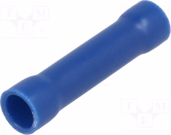 10 connettori a crimpare in ottone stagnato, isolati, per cavi da 1,5÷2,5mm², 15A, modello ST-060/B, tipo "bootlace" (a forma di lacci)