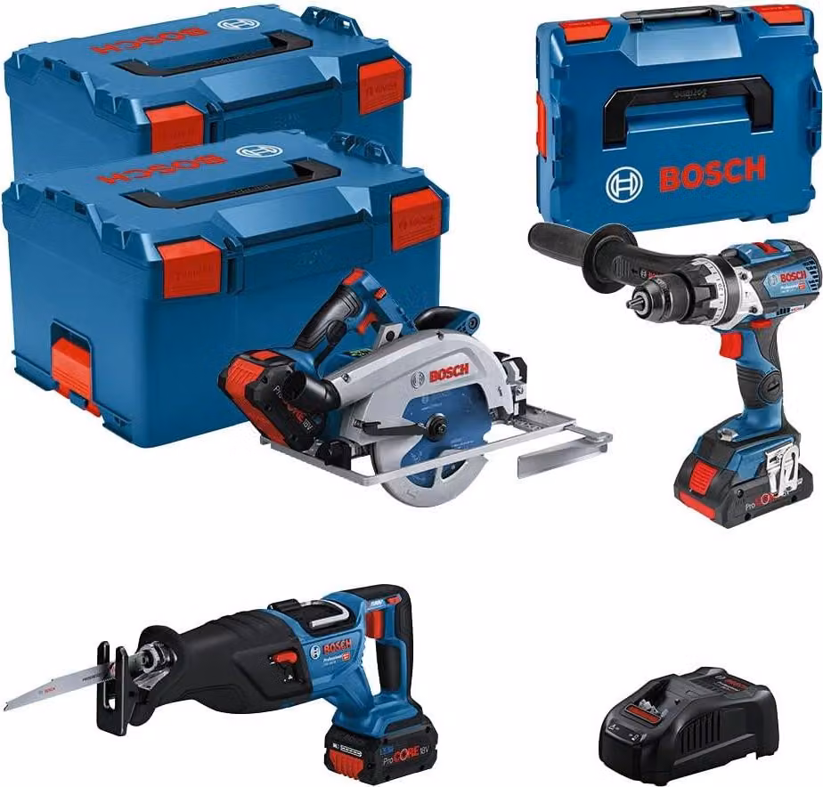 Kit combinato con 3x 18V: GSB 18V-110C/GKS 18V-68GC /GSA 18V-28 /3 x batteria ricaricabile
