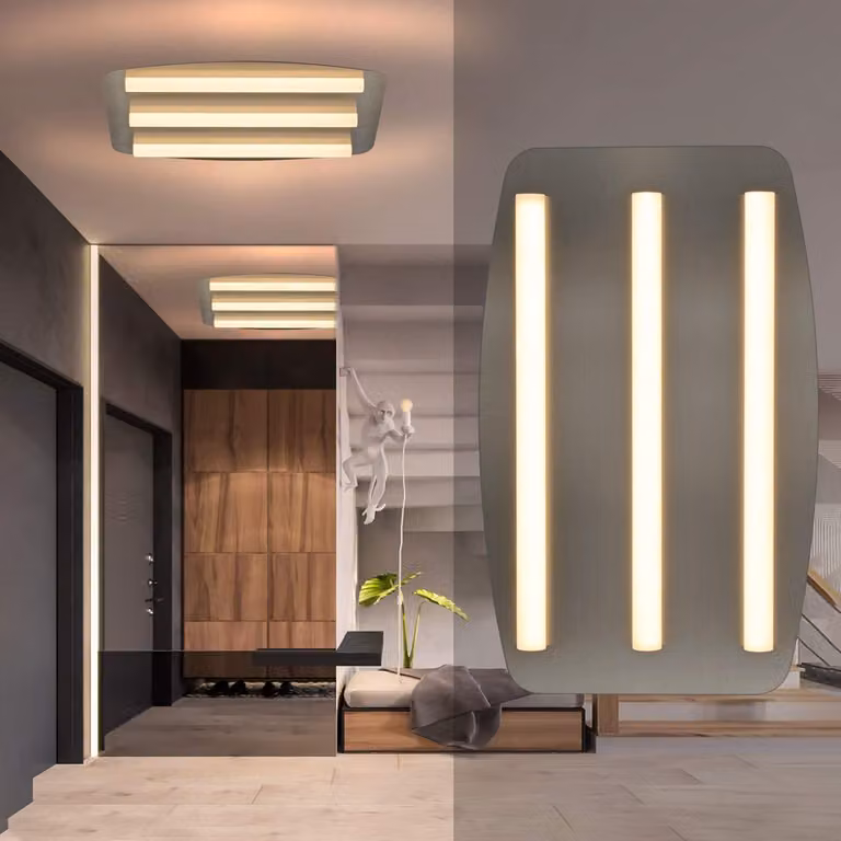 ZMH LED plafoniera bianco caldo 3000K, 3lampada cucina plafoniera 17W angolare soggiorno lampada 48x30cm nichel interni per cucina camera da letto soggiorno ufficio