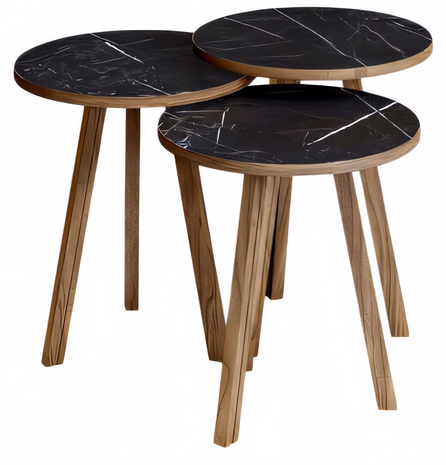 Elegantes schwarzes Couchtisch-Set aus Holz im modernen Design