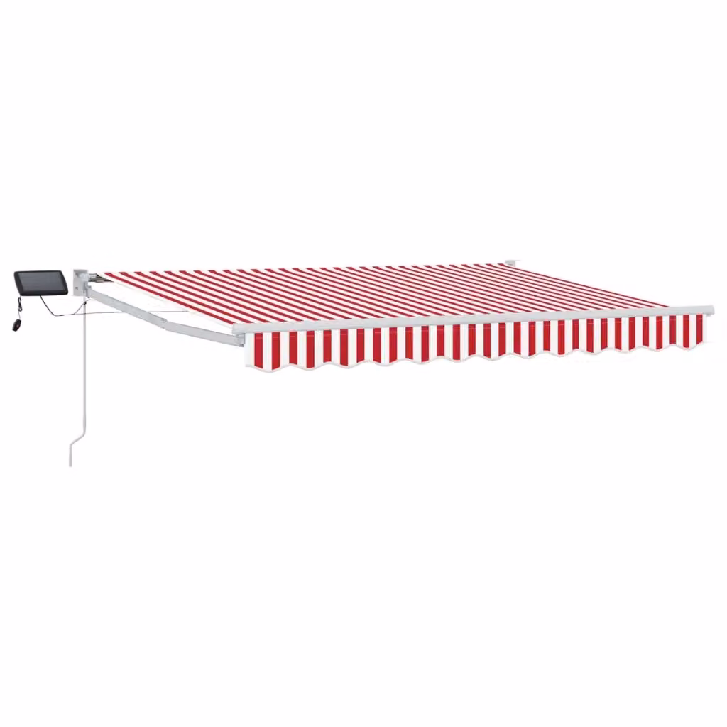 Tenda retrattile manuale con LED vidaXL, Rosso e Bianco, L: 300 cm, P: 250 cm – 2
