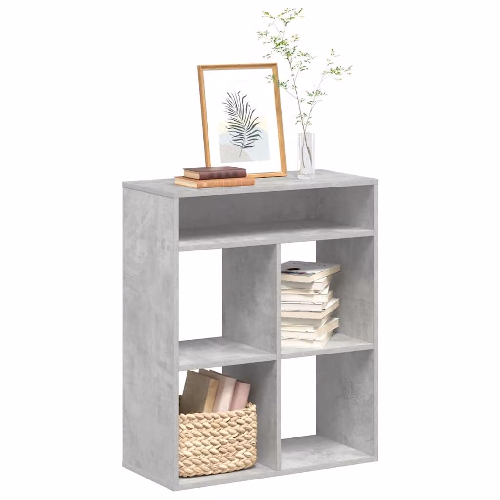Libreria moderna vidaXL in legno e MDF grigio con pannello posteriore L: 66 cm, P: 31 cm, H: 80 cm