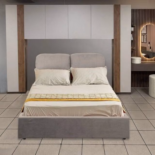 Armadio ponte con letto contenitore Manchester Veriaffari colore beige e grigio