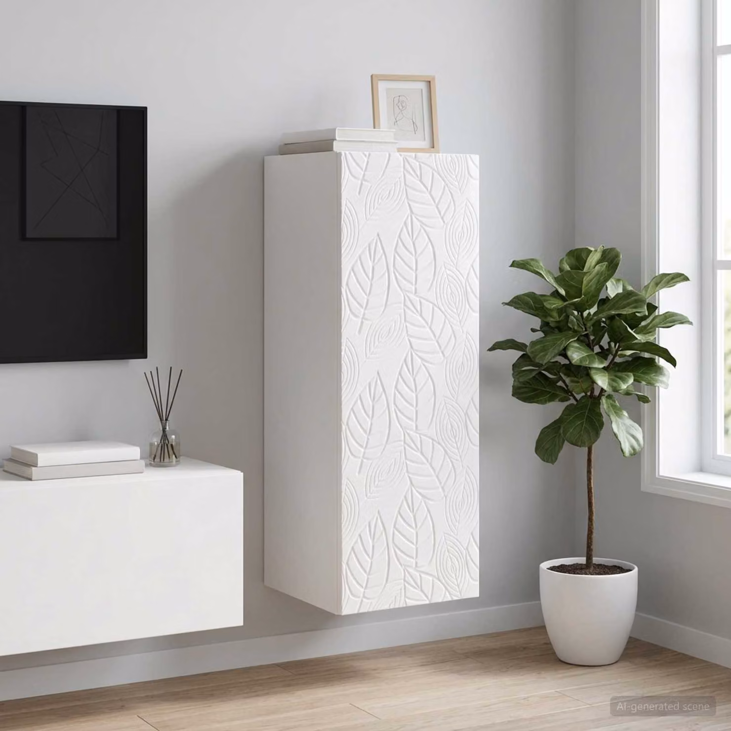 vidaXL Mobiletto a muro bianco lucido in MDF con ante a battente e ripiani interni L/P/H: 33 x 34,5 x 90 cm