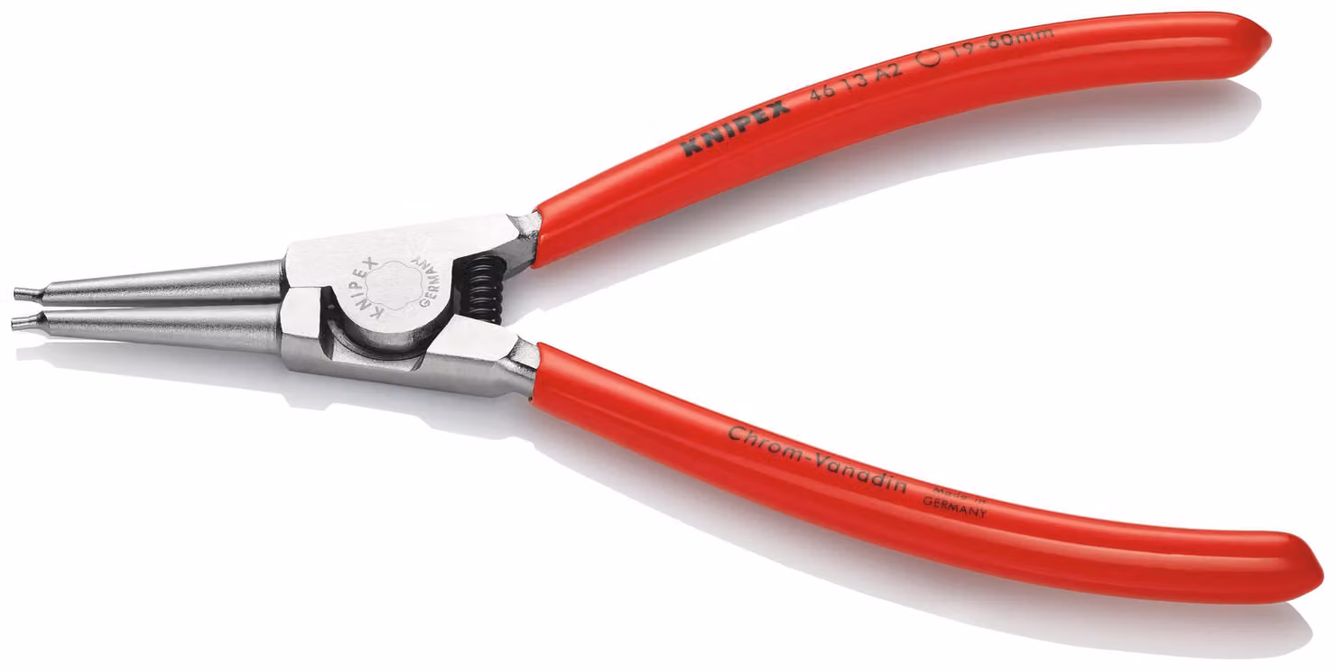 KNIPEX 46 13 A2 Pinza per anelli esterni su alberi con rivestimento in plastica cromata 180 mm