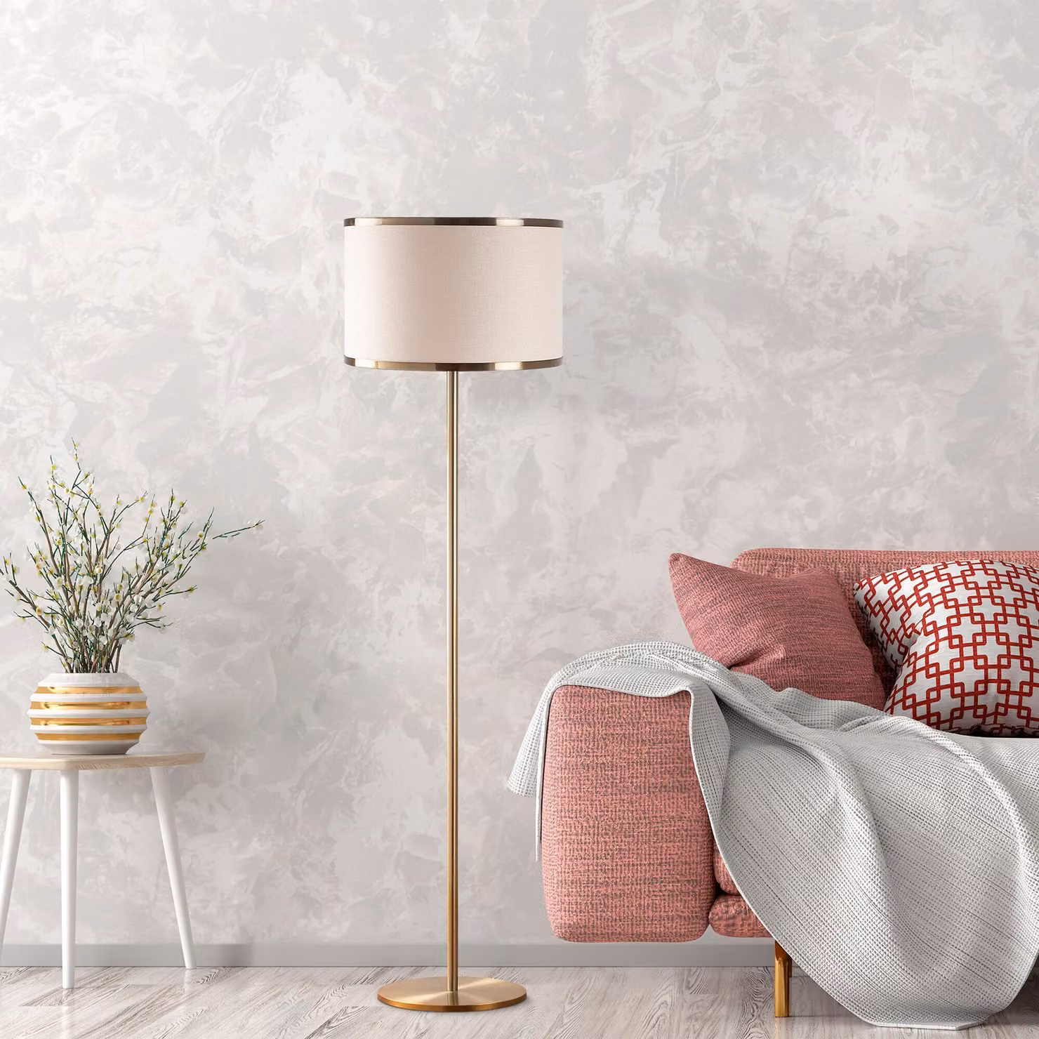 Opviq, Way- Way FLG, vintage, lampade da terra, 40 x 40 x 156 cm, corpo in metallo