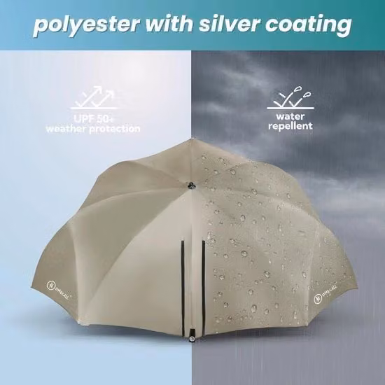 Parasole da spiaggia con finestra e protezione dal vento - resistente ai raggi UV - tessuto in poliestere kaki