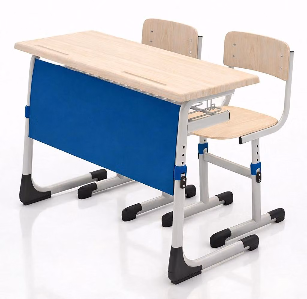 Set di arredi scolastici per aule con doppio banco e due sedie