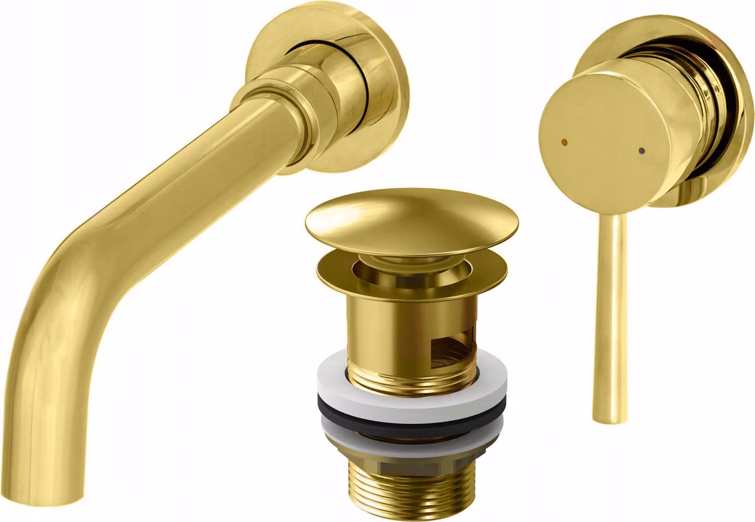 Granitan - Rubinetto per lavabo - Rubinetto da bagno - Incasso - Oro - con tappo "clic-clac" - KIVO