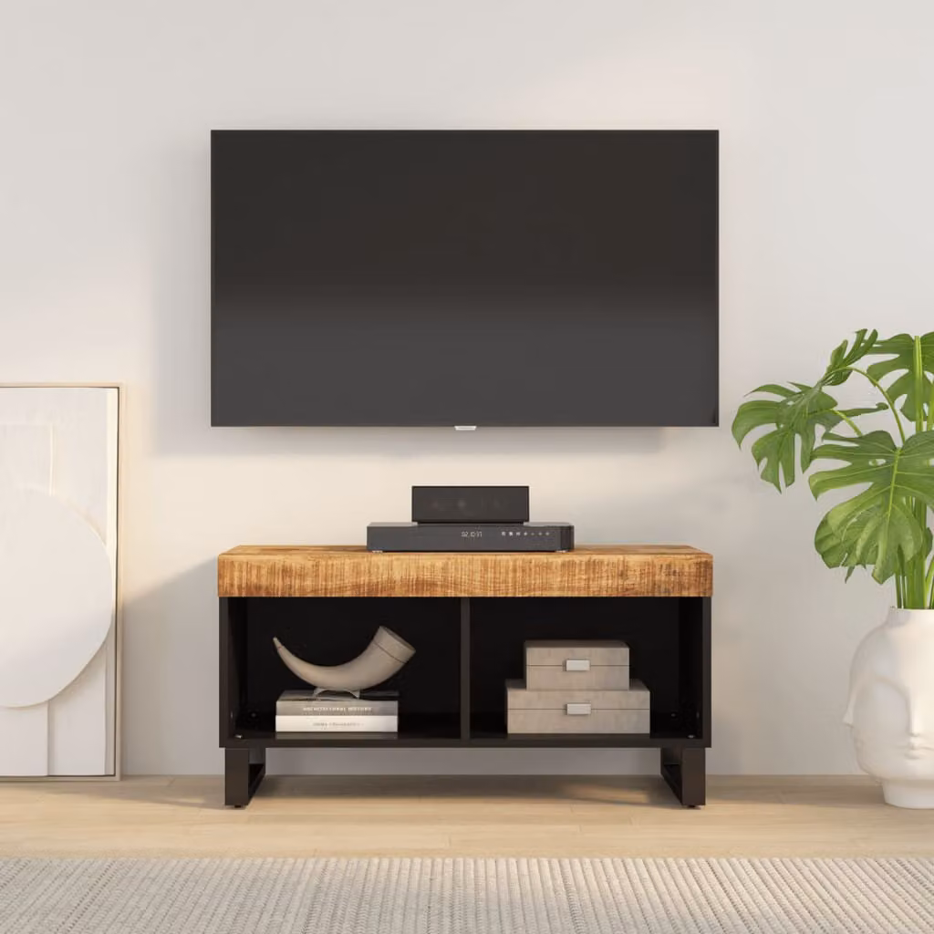 vidaXL Mobile Porta TV in Legno di Mango e Metallo, Stile Industrial, Marrone, L 85 cm x P 33 cm x H 43,5 cm