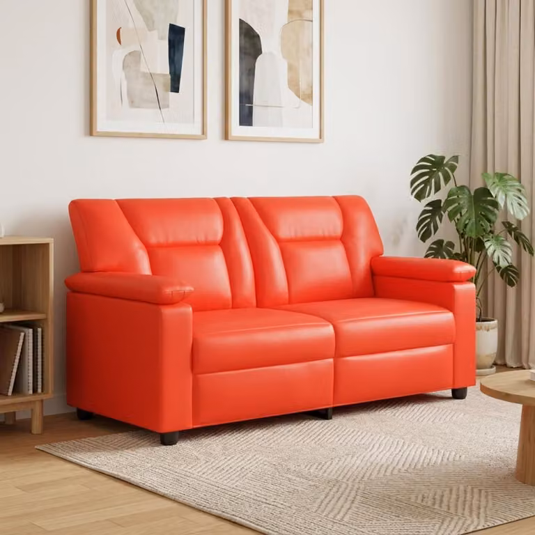 Divano moderno vidaXL in similpelle rosso con struttura in metallo L/P/H: 171 x 85 x 93 cm