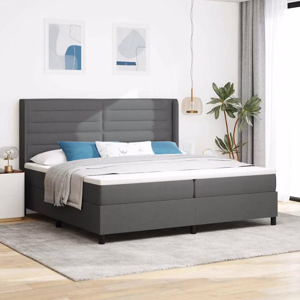 Letto a molle con illuminazione LED vidaXL in tessuto grigio 200 x 200 cm – 1